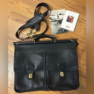 Coach Vintage Black Leather Briefcase Messenger Bag 5279